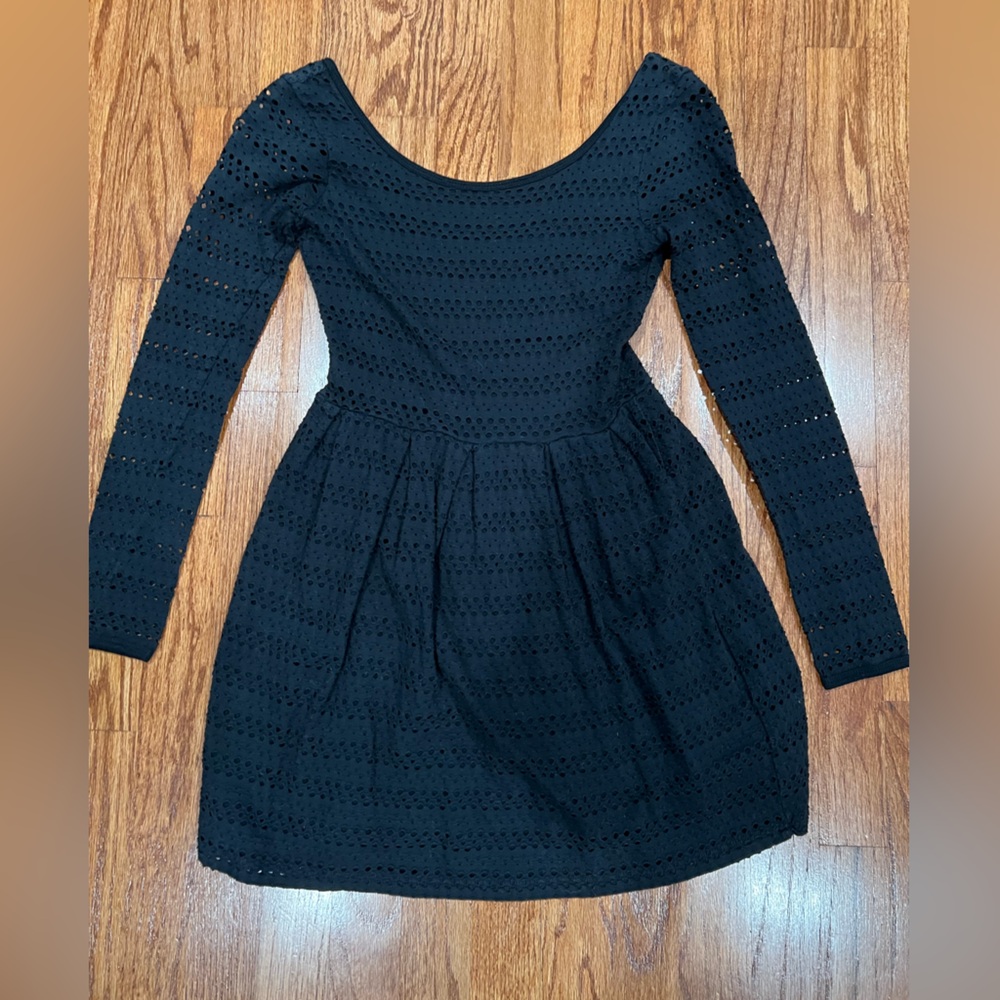 Aqua black eyelet dress- size xs
